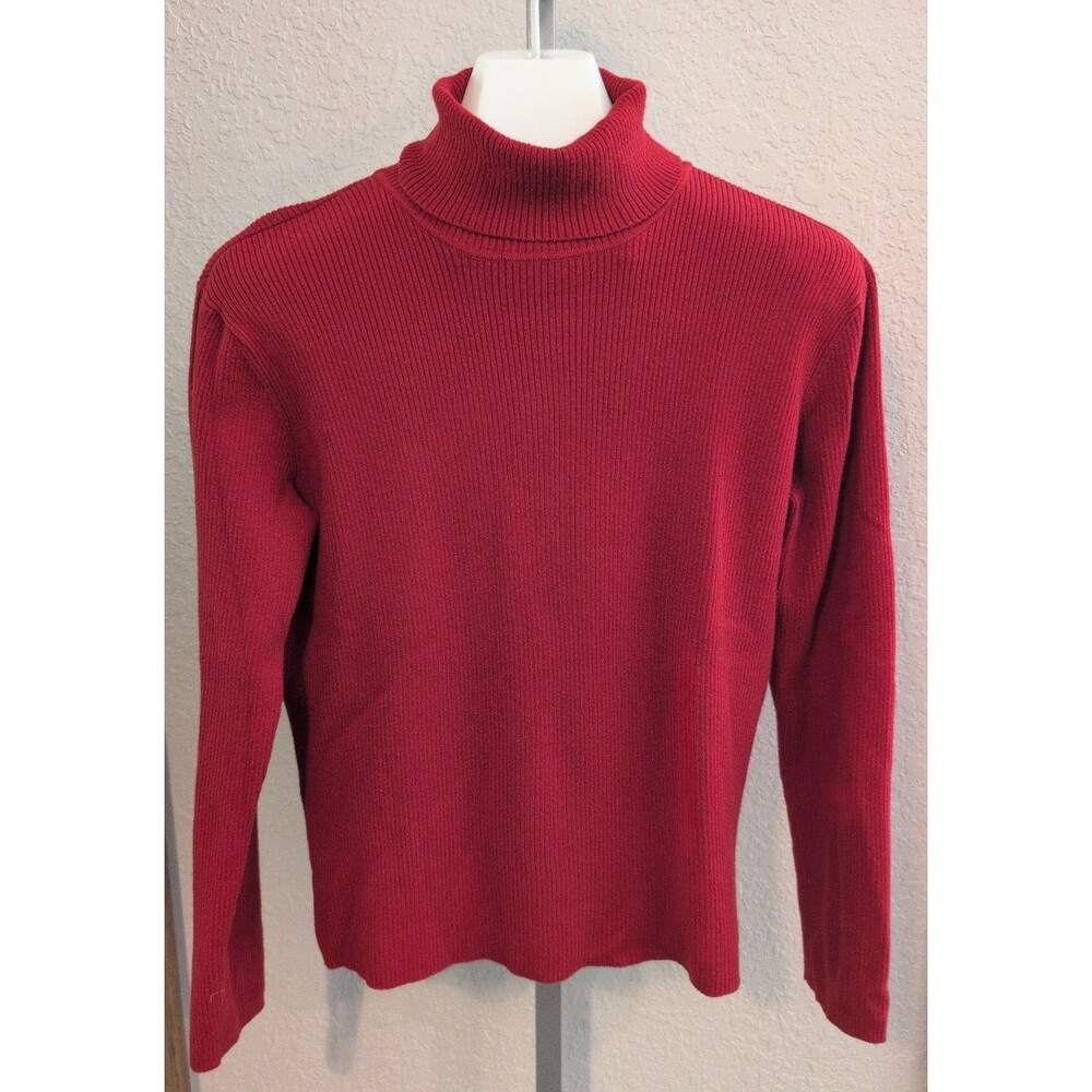 Worthington Women’s Turtleneck Pullover Sweater Deep Red Ribbed Long Sleeve XL